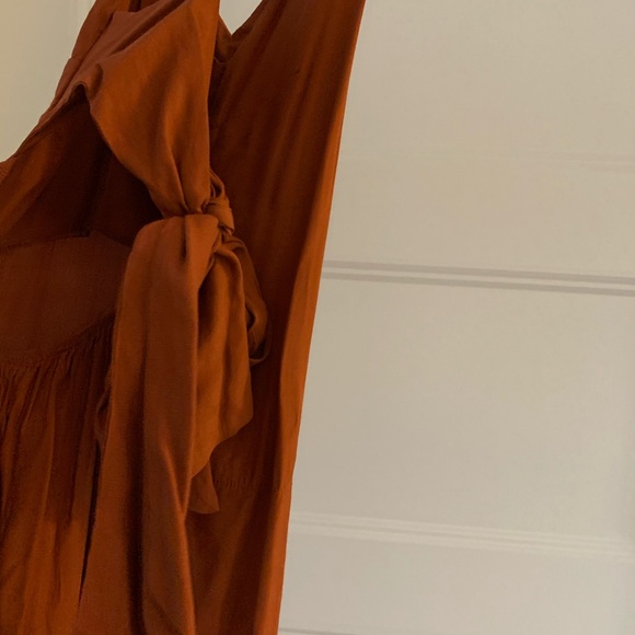 Whimsy + Row Orange Bow Tie Jumpsuit - Picture 2 of 6